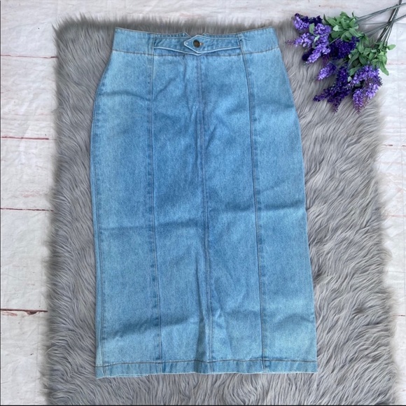 Vintage Daily Wear Light Wash Denim Skirt 13/14 - Picture 10 of 10